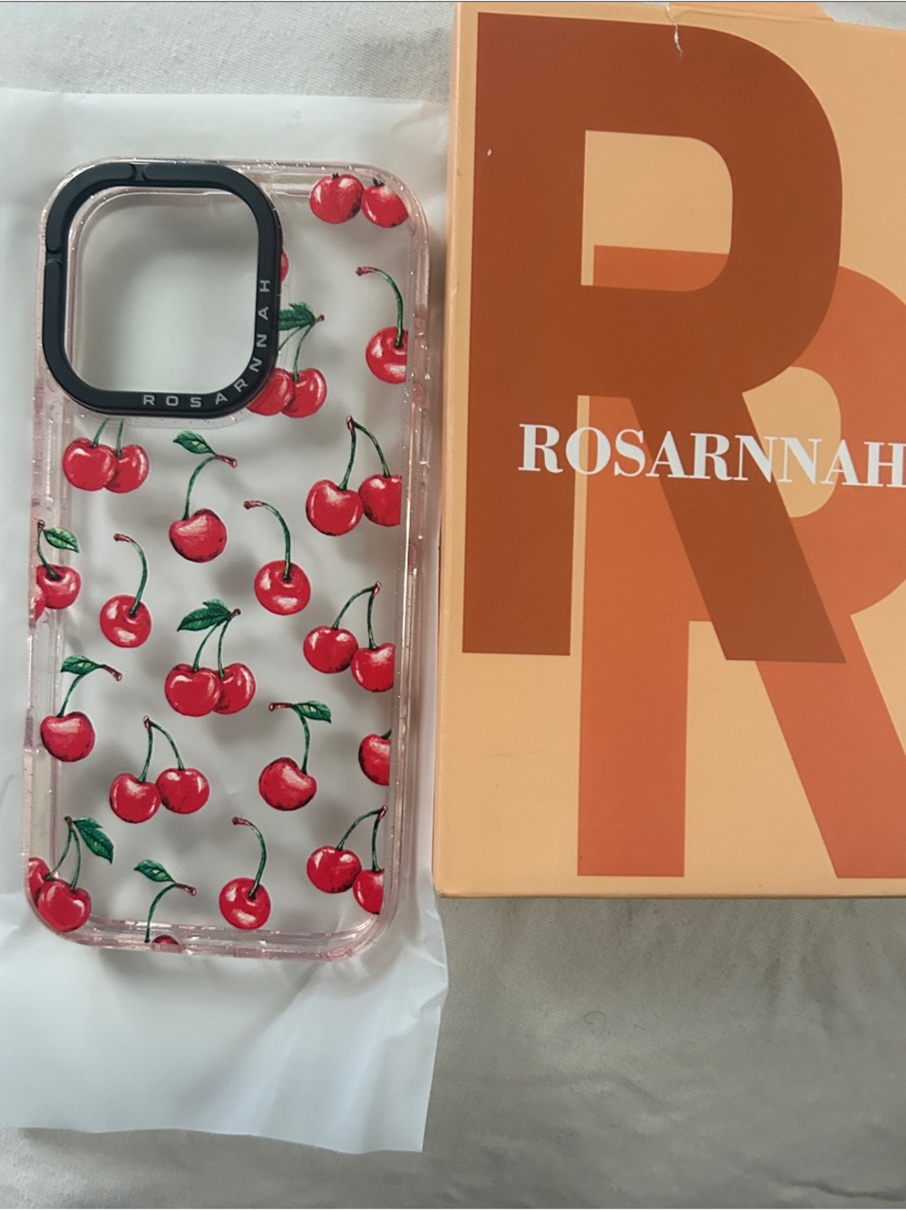 Rosanna Clear Cherry Print Phone Case - Red & Green